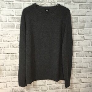 Uniqlo Mens Gray 100% Wool Crew Neck Knit Sweater Size XXL - M110